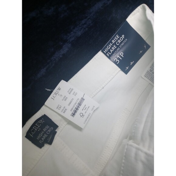 J.Crew Petite High Rise Flare Crop Jeans White  Signature Stretch Size 31P NWT - Picture 5 of 11